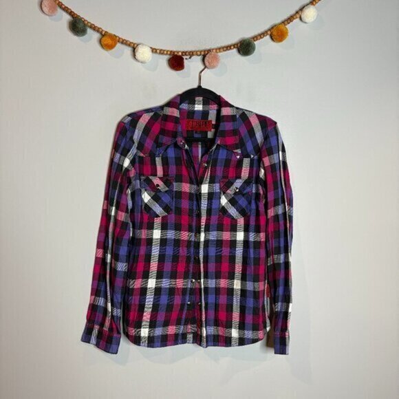 Tripp NYC plaid studded button down flannel shirt - Picture 1 of 5